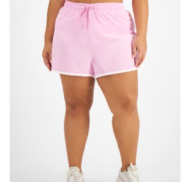 IDEOLOGY Womens Pink Lined Drawstring Waist Running Shorts Shorts Plus, short - Picture 4 of 10